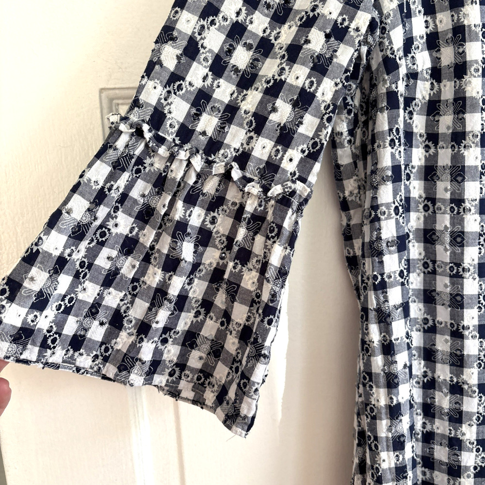 Melrose 100% Cotton Gingham Dress Bell Sleeves Cottagecore Boho Prairie | 12